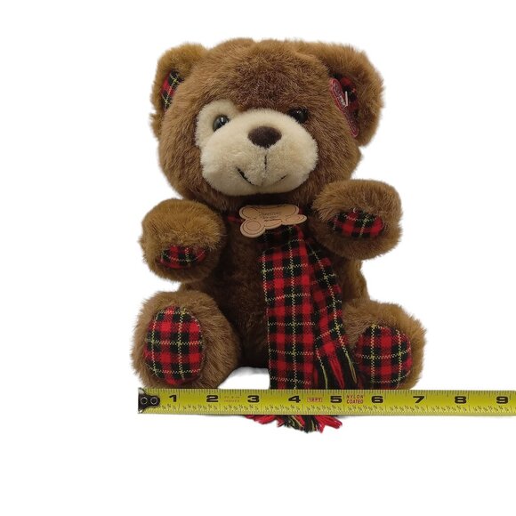 DanDee Special Touch Plush Teddy Bear With Tartan Plaid Scarf Ears Hands Feet - Picture 8 of 12